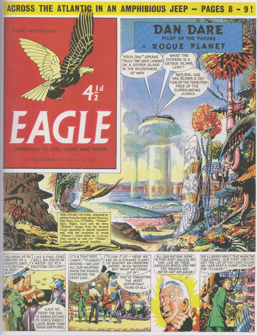 Comic page depicting a lavishly detailed alien jungle.